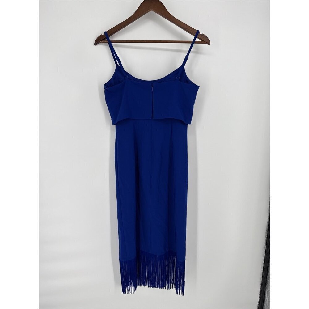 NWT Aidan by Adrianna Papell Cobalt Blue Fringe Midi Dress – Size 2 - Picture 9 of 16